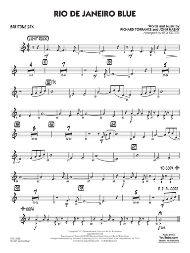 Rio de Janeiro Blue (Key: C min) (arr. Rick Stitzel) - Baritone Sax