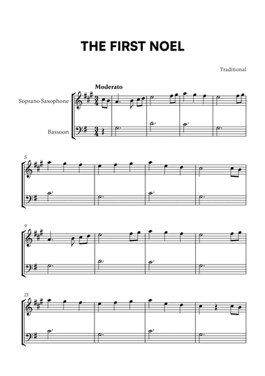 Traditional - The First Noel (G Major) (for Soprano Saxophone and Bassoon)