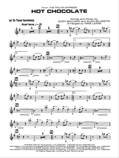 Hot Chocolate (from The Polar Express): B-flat Tenor Saxophone