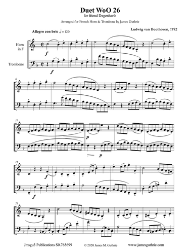 Beethoven: Duet WoO 26 for French Horn & Trombone
