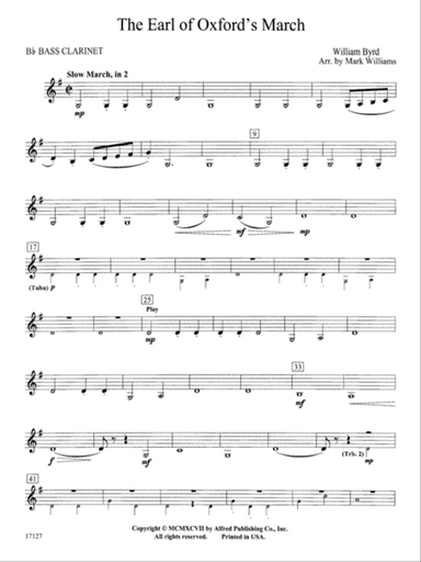 Earl of Oxford's March: B-flat Bass Clarinet