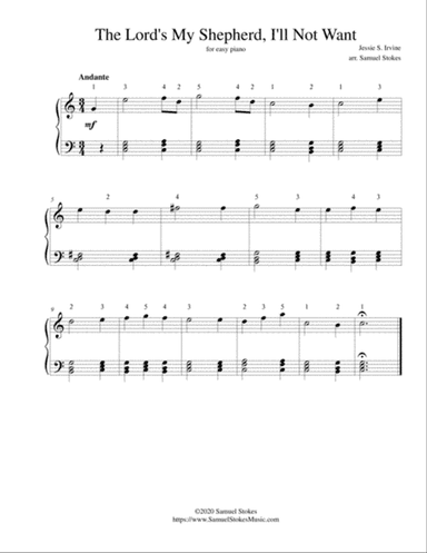 The Lord's My Shepherd, I'll Not Want - for easy piano