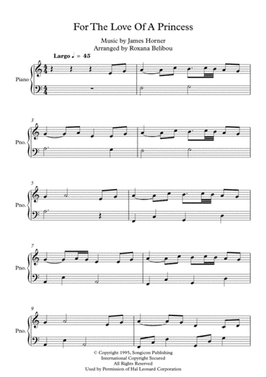 For The Love Of A Princess from the Twentieth Century Fox Motion Picture BRAVEHEART