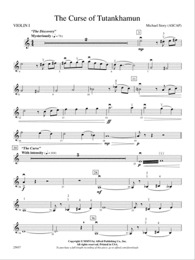 The Curse of Tutankhamun: 1st Violin