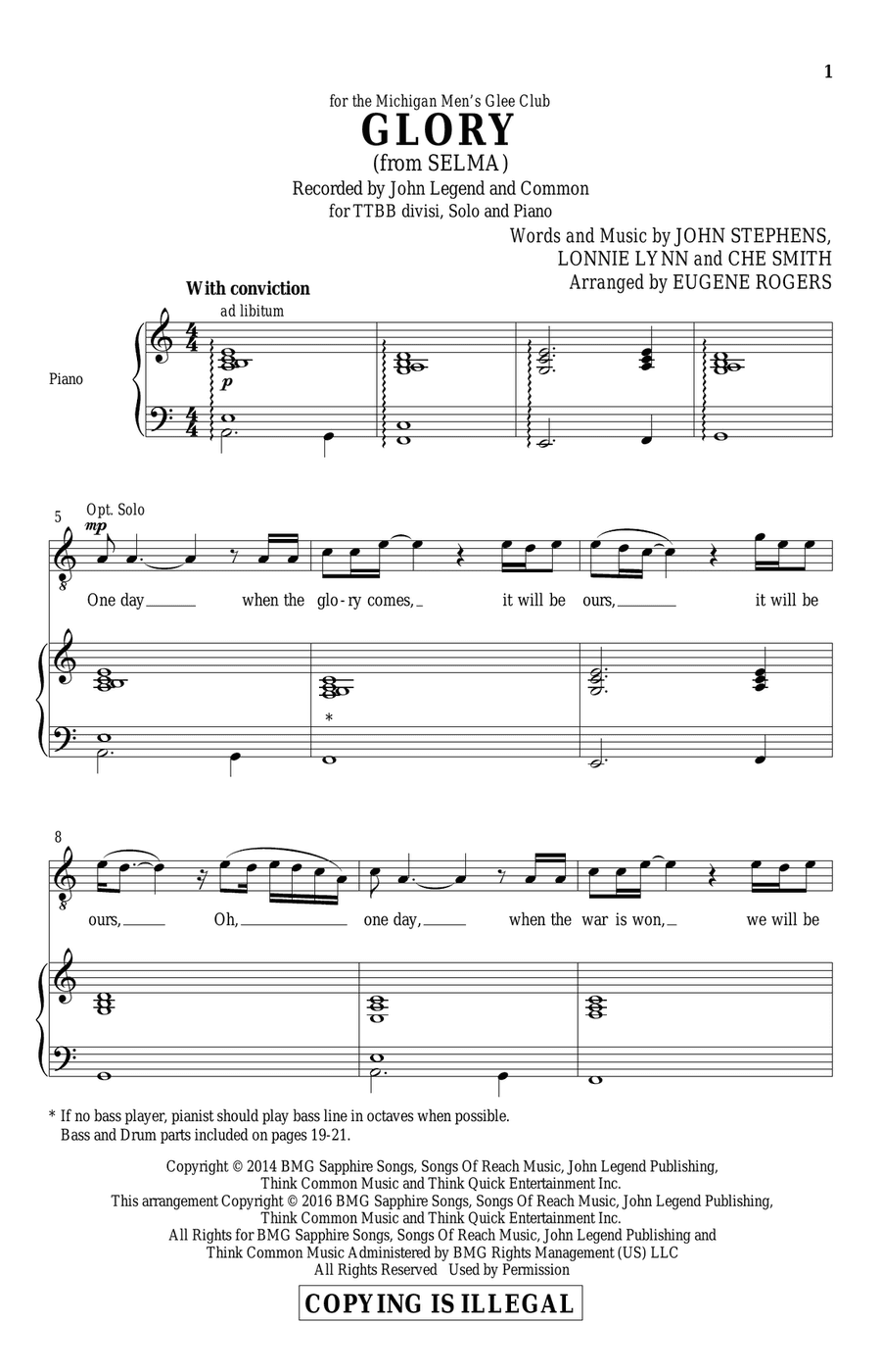 Glory (from Selma) (arr. Eugene Rogers)