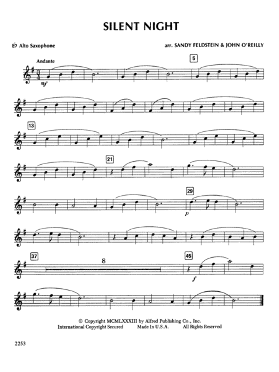 Silent Night: E-flat Alto Saxophone