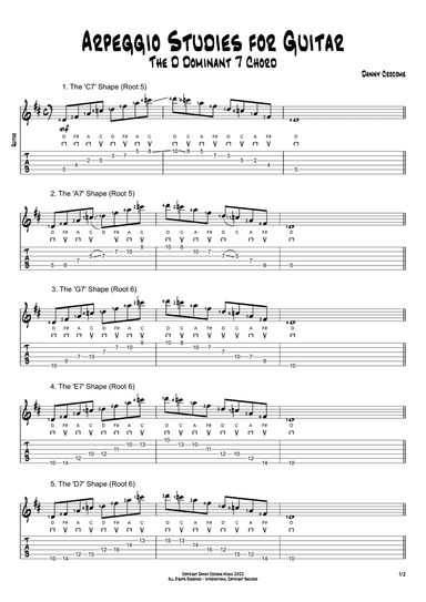 Arpeggio Studies for Guitar - The D Dominant 7 Chord