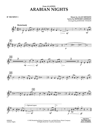 Arabian Nights (from Disney's Aladdin) (arr. Johnnie Vinson) - Bb Trumpet 1