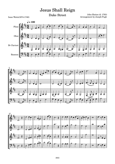 Jesus Shall Reign (Woodwind Quartet)