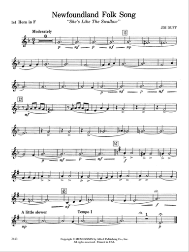 Newfoundland Folk Song: 1st F Horn