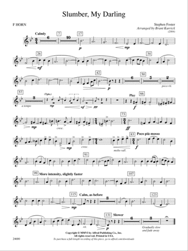 Slumber, My Darling: 1st F Horn
