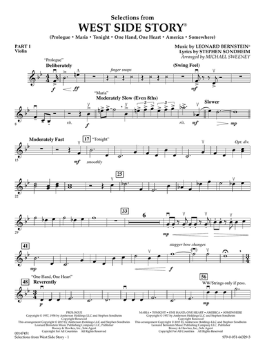 West Side Story (Selections for Flex-Band) (arr. Michael Sweeney) - Pt.1 - Violin