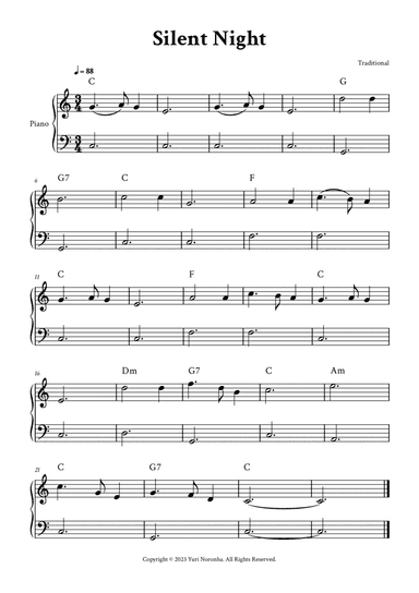 Silent Night - Easy Piano in C