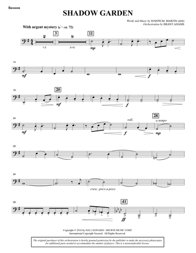 Shadow Garden (Full Orchestra) - Bassoon