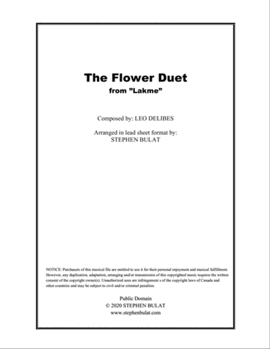 The Flower Duet (from "Lakme") - lead sheet for treble clef duo (key of Gb)