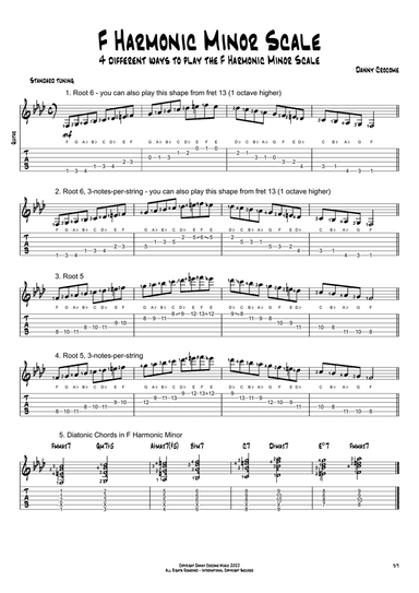 F Harmonic Minor Scale (4 Ways to Play)