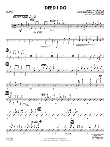 'Deed I Do (arr. Rick Stitzel) - Drums
