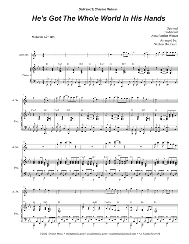He's Got The Whole World In His Hands (Alto Saxophone and Piano)