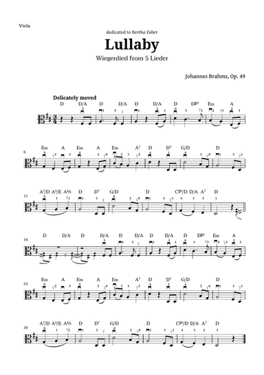 Wiegenlied (lullaby) by Brahms for Viola and Chords