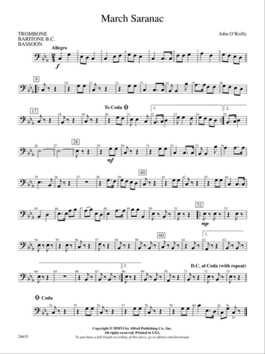March Saranac: 1st Trombone