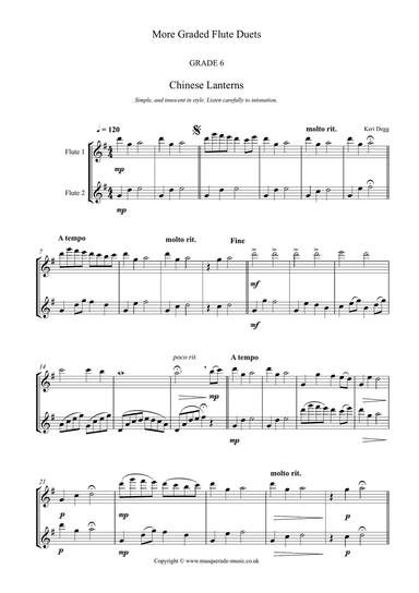 More Graded Flute Duets (intermediate to advanced) 24 duets in varying styles (swing, ragtime, conte