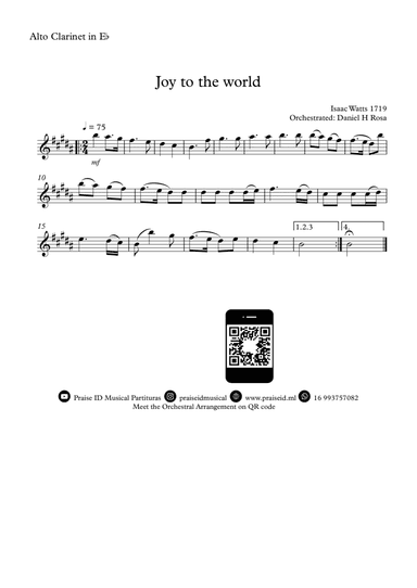 Joy to the World - Christrmas Carol - Eb Clarinet