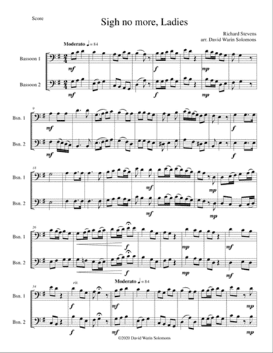 Sigh no more, Ladies for 2 bassoons