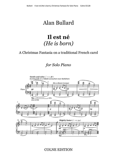 Il est né (He is born) - a Christmas Fantasia on a traditional French carol, for piano solo