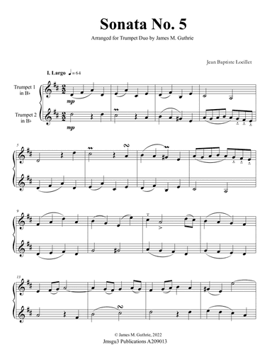 Loeillet: Sonata No. 5 for Trumpet Duo