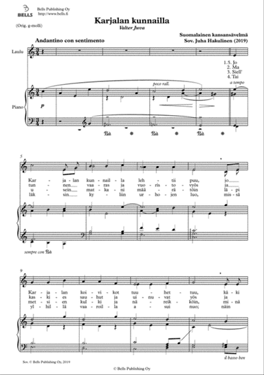 Karjalan kunnailla (A minor)