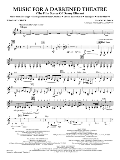 Music for a Darkened Theatre (The Film Scores of Danny Elfman) (arr. Brown) - Bb Bass Clarinet