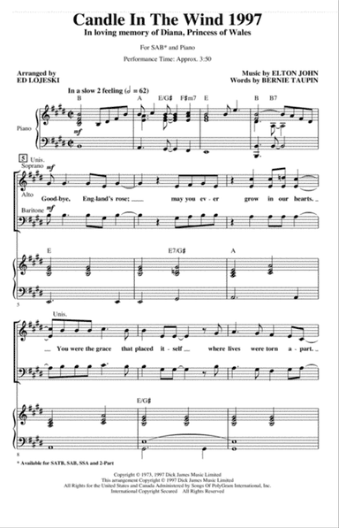 Candle In The Wind (arr. Ed Lojeski)