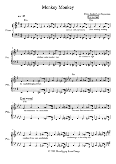 Monkey Monkey - Piano/Vocal/Guitar