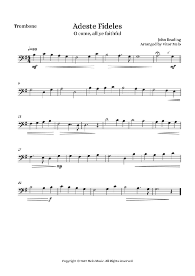 Adeste Fideles (O Come, All Ye Faithful) - trombone
