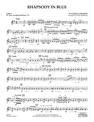 Rhapsody in Blue (arr. Paul Murtha) - Pt.4 - Bb Tenor Sax/Bar. T.C.