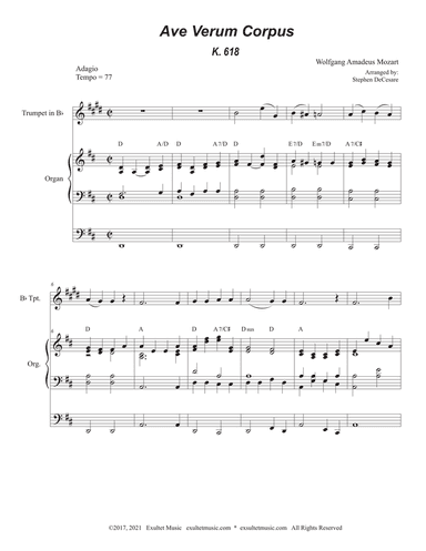 Ave Verum Corpus (Bb-Trumpet solo - Organ Accompaniment)
