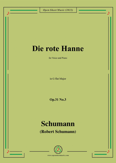 Schumann-Die rote Hanne,Op.31 No.3,in G flar Major