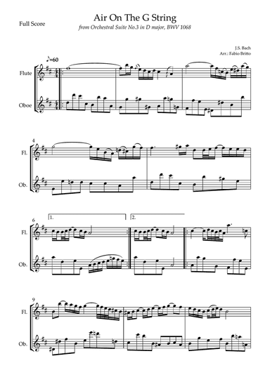 Air On The G String (J.S. Bach) for Flute & Oboe Duo
