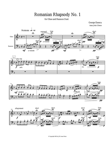 Eastern European Rhapsody - duets for oboe and bassoon