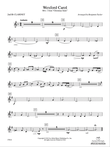 Wexford Carol: 2nd B-flat Clarinet