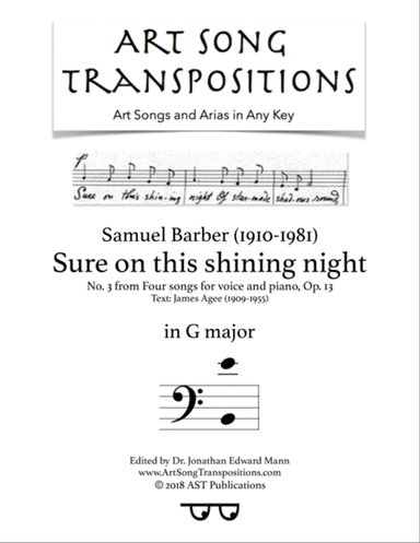 Sure On This Shining Night, Op. 13, No. 13