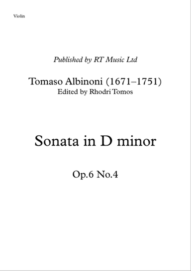 Albinoni Op.6 No.4 - Sonata in D minor. Trumpet solo parts.