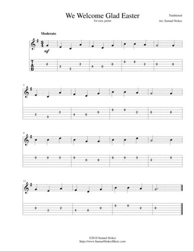 We Welcome Glad Easter - for easy guitar with TAB