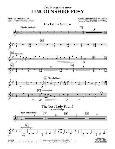 Two Movements from Lincolnshire Posy (arr. Michael Sweeney) - Mallet Percussion