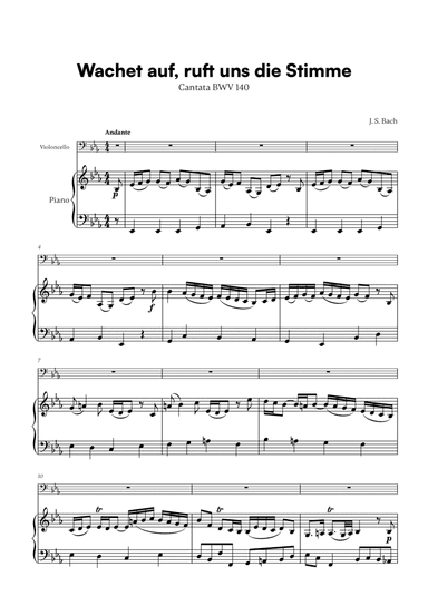Wachet auf, ruft uns die Stimme (for Cello and Piano)