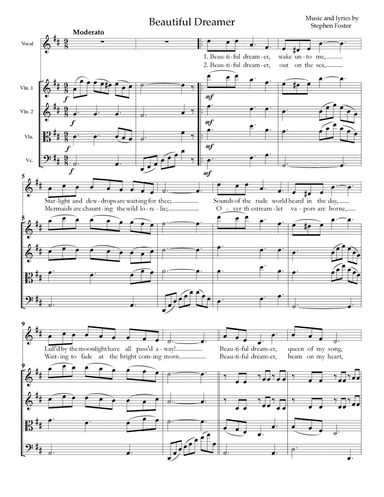 Beautiful Dreamer, for voice and string quartet