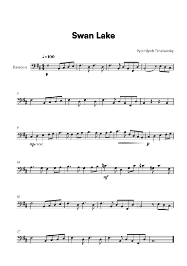 Tchaikovsky - Swan Lake Theme (for Bassoon Solo)