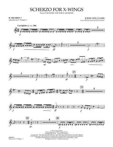 Scherzo for X-Wings - Bb Trumpet parts - Bb Trumpet 3 (sub. C Tpt. 3)