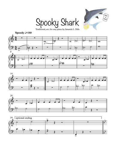 Spooky Shark (Baby Shark Halloween Variation for Easy Piano)