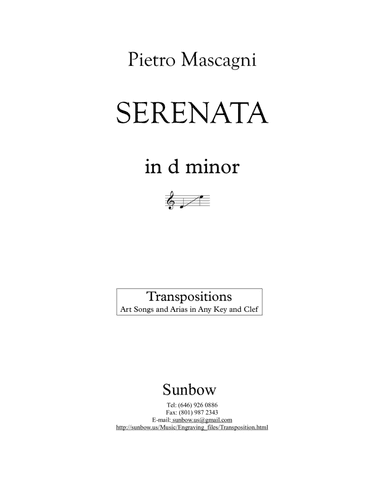 Mascagni: Serenata (transposed to d minor)